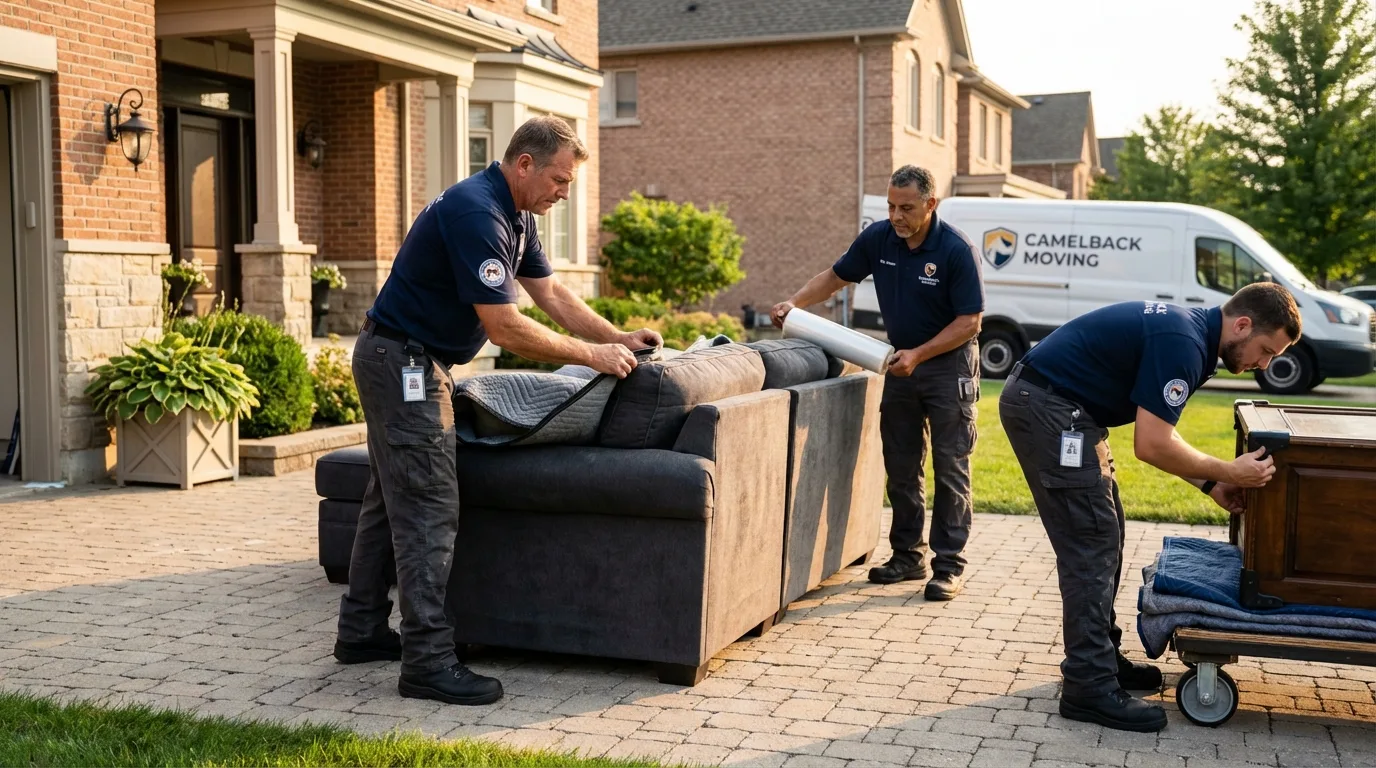 Large estate moving crew wrapping furniture in Port Angeles, WA
