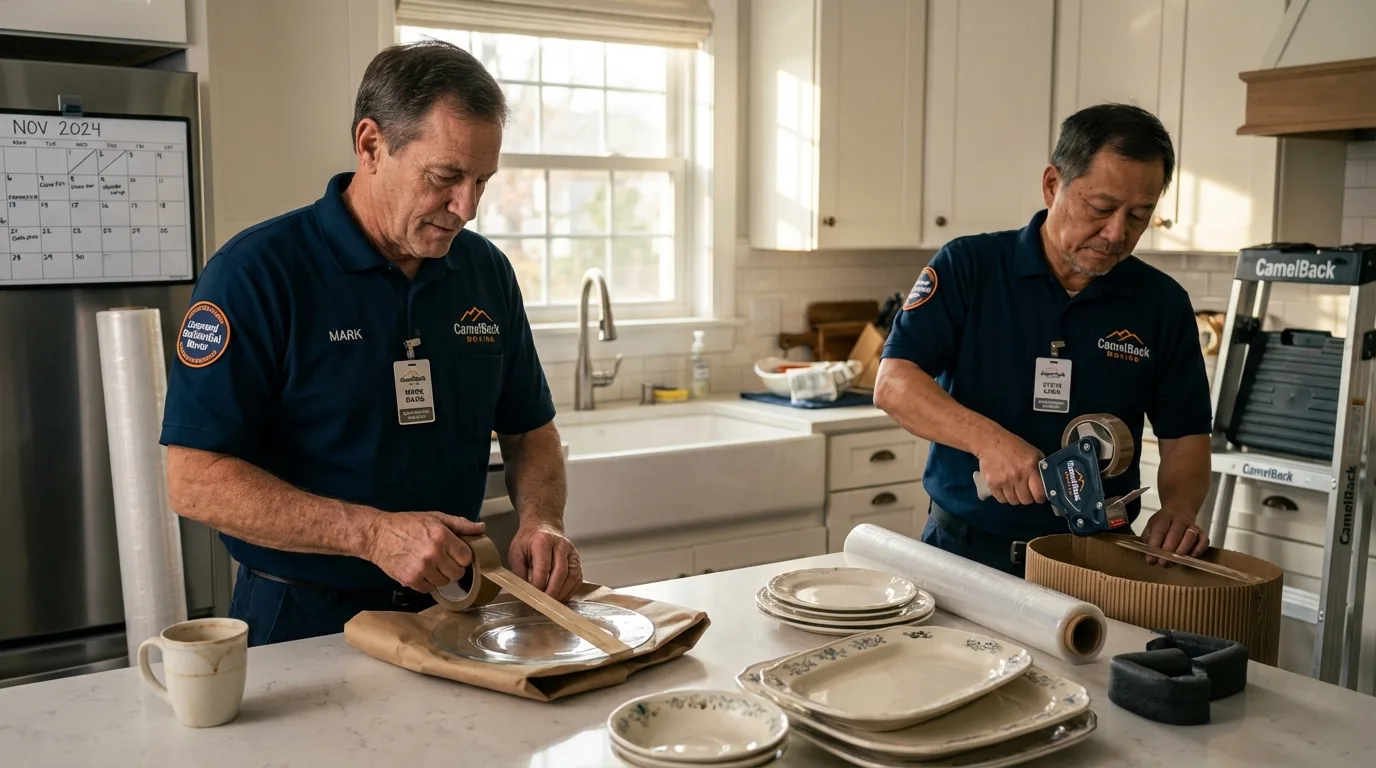 Professional crew packing kitchen dishware in Port Angeles, WA